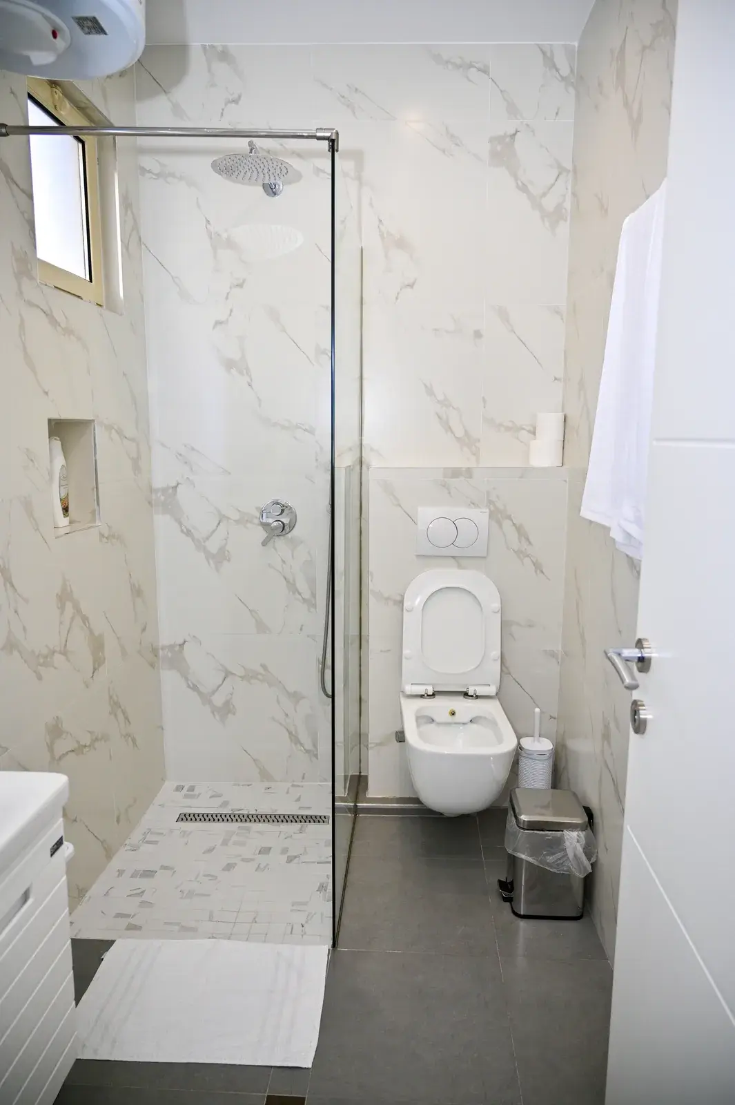 Walk-in shower with bidet in the renovated bathroom — Vila Emes, Plazh, Durrës